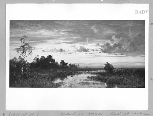 marshy-landscape with 2 roes in the evening, 1877, Eduard Schleich