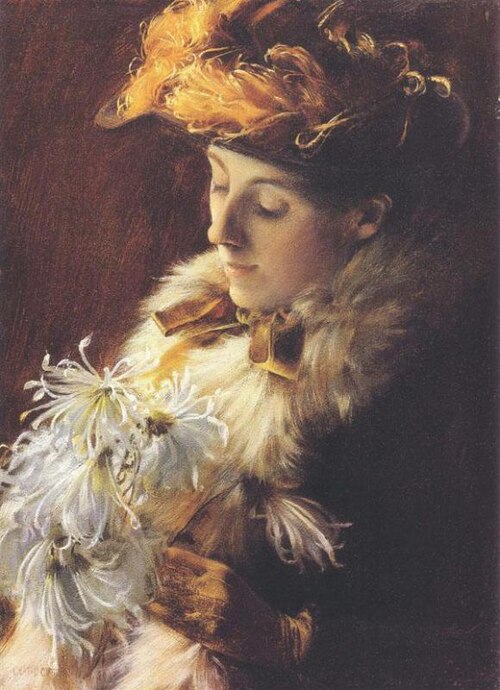 Woman with a Feathered Hat, 1890, Charles Courtney Curran