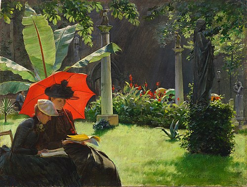 Afternoon in the Cluny Garden, Paris, 1889, Charles Courtney Curran