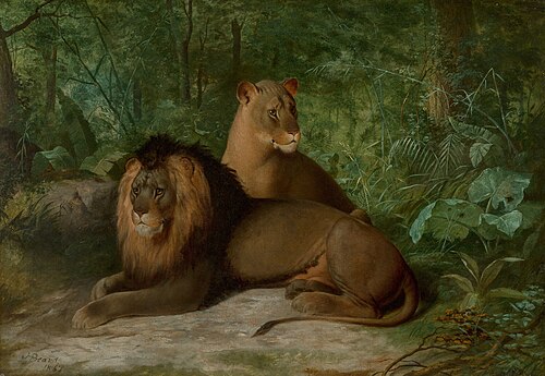 Lion and Lioness, 1867, James Henry Beard