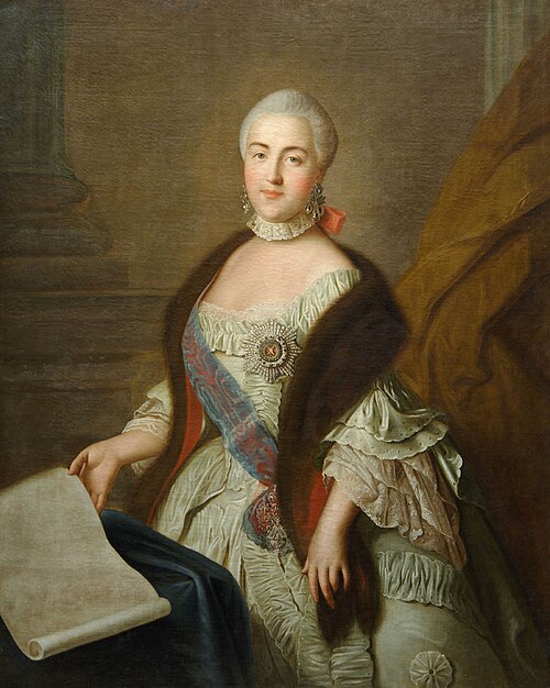 Portrait of Grand Duchess Catherine Alexeyevna (1729-1796), 1762, Ivan Argounov