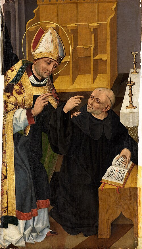 Der Heilige Wolfgang fordert die strenge Einhaltung der Regula Benedicti, 1490, Wolfgang Katzheimer the Younger