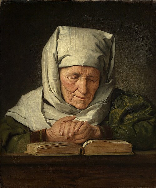 Praying old woman, 1886, Karl Brünner
