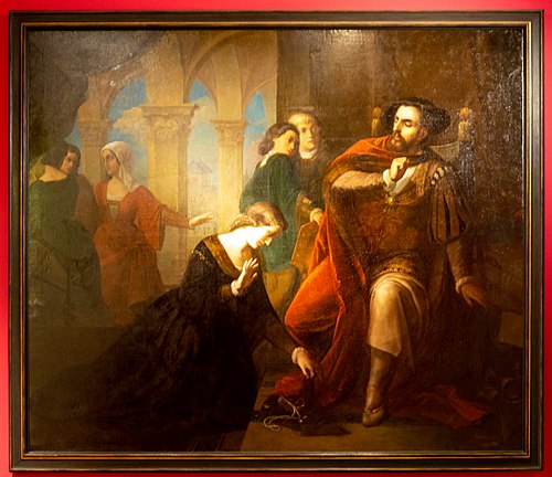 Jan van Leyden verstößt seine Gemahlin Elisabeth Wandscherer, 1852, Caspar Görke