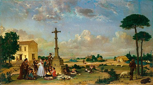 Dance outside a country inn, 1867, Joaquín Domínguez Bécquer