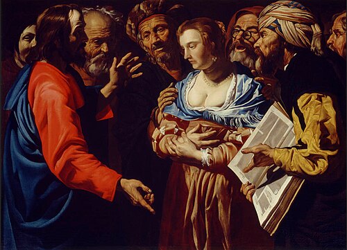 Christ and the woman taken into adultery, 1630, Matthias Stom