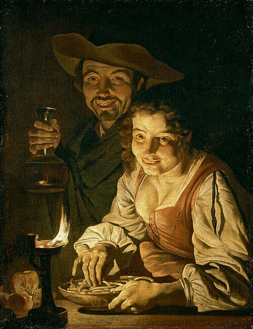 Junges Paar bei nächtlichem Imbiss, , Matthias Stom