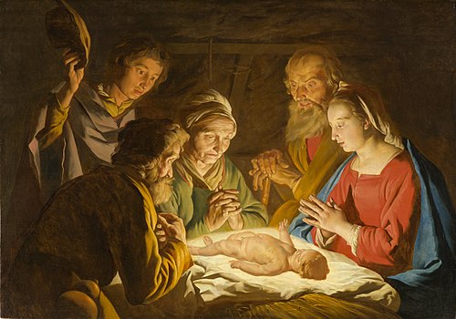 L'Adoration des bergers, 1635, Matthias Stom