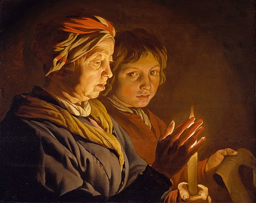 Old Woman And A Boy By Candlelight, 1640, Matthias Stom