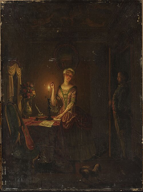 Sealing a letter with wax, 1852, Willem Thans