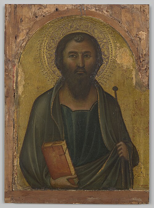 Paneelschildering "Apostel: Jacobus Major" tempera op hout door Niccolo di Segna, circa 1335-1340, S, 1337, Niccolò di Segna