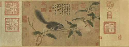 Squirrel on a Peach Branch, , Qian Xuan