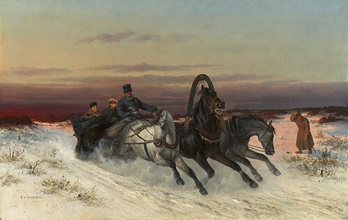 Alexander II, Emperor of Russia (1818-1881) with Edward VII (1840-1910) when Prince of Wales in a Tr, 1866, Nicolas Swertschkoff