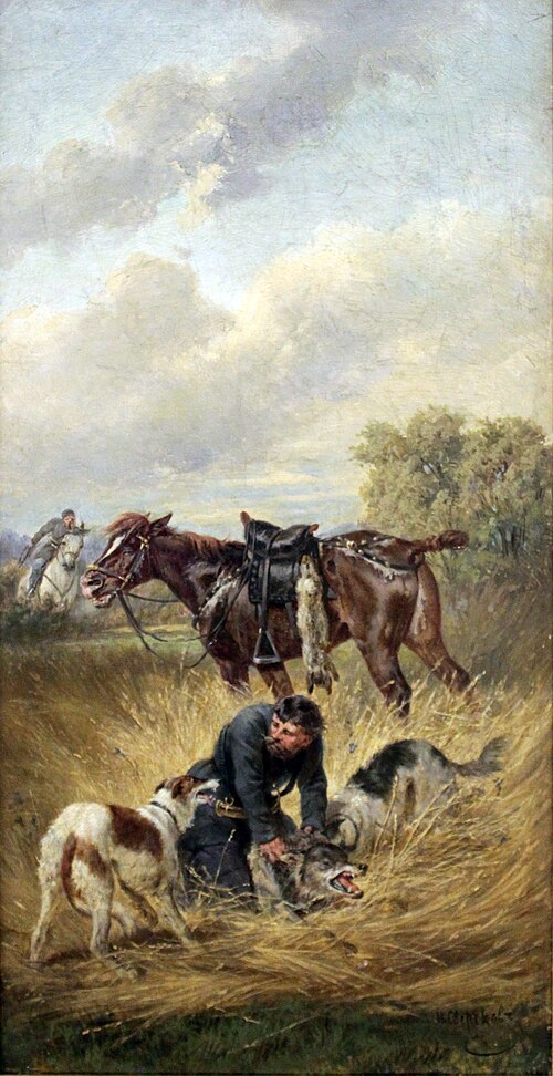Hunting with hounds, 1900, Nicolas Swertschkoff