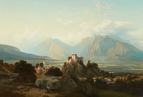 Gebirgslandschaft mit Burganlage, 1852, Stanislaus von Kalckreuth
