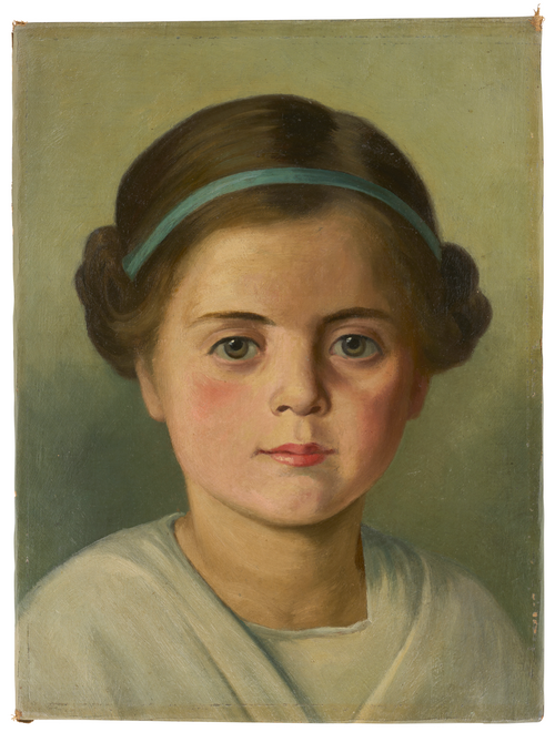 Bildnis eines Mädchens mit blaugrünem Band im Haar, 1925, Hermann Eder
