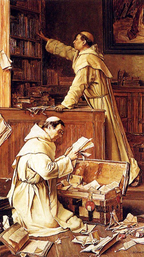 The lost manuscript, 1889, Henri de Coene