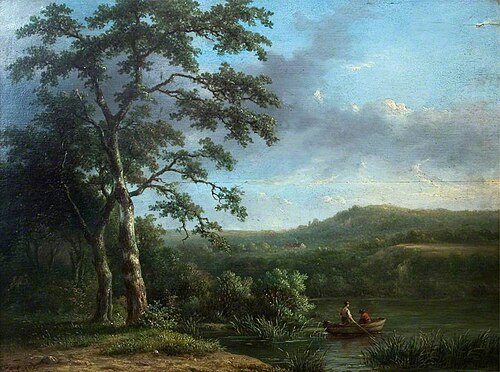 River Scene with Men in a Boat, , Henri de Coene