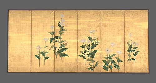 White Poppies on Gold Ground, 1741, Ogata Kōrin