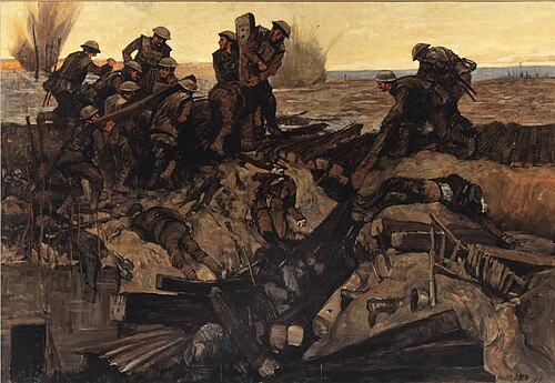 Canadians Repairing a Track under Shell-Fire, 1919, Innes Meo