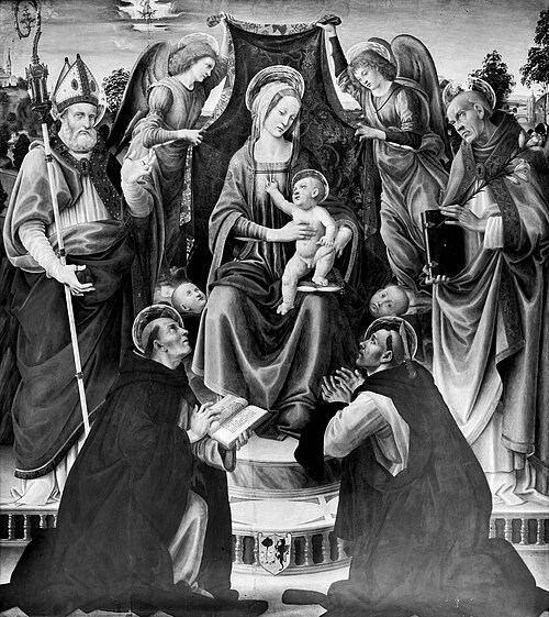 Mary enthroned with the child and four saints, 1495, Raffaellino del Garbo