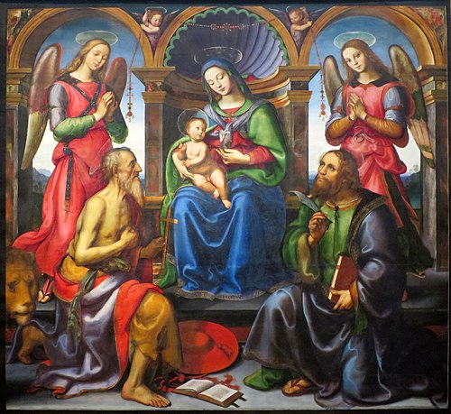Madonna Enthroned with Saints and Angels, 1502, Raffaellino del Garbo