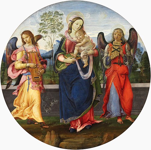 Madonna and Child with two angels playing music, 1490, Raffaellino del Garbo