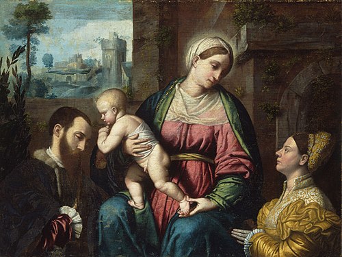 Virgin and Child, with Two Donors, 1528, Alessandro Bonvicino