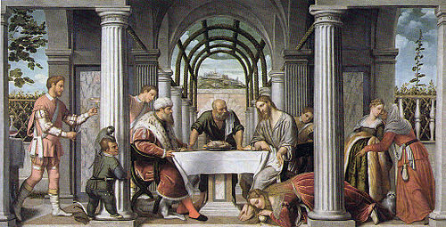 Dinner in the house of Simon the Pharisee, 1544, Alessandro Bonvicino