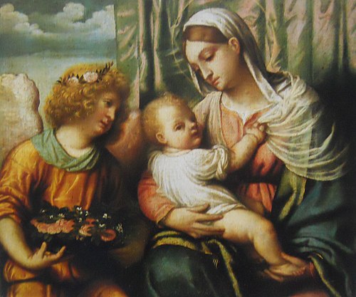 Madonna with child and an angel, 1540, Alessandro Bonvicino