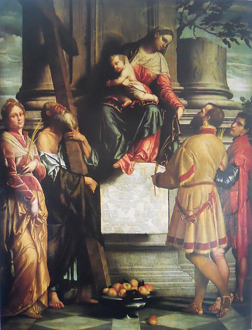 Madonna enthroned with child with saints, 1536, Alessandro Bonvicino