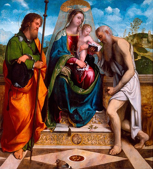 Madonna and Child with Saints James the Great and Jerome, 1517, Alessandro Bonvicino