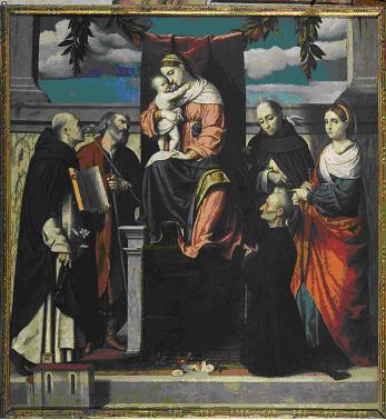 Madonna enthroned with child with saints, 1525, Alessandro Bonvicino