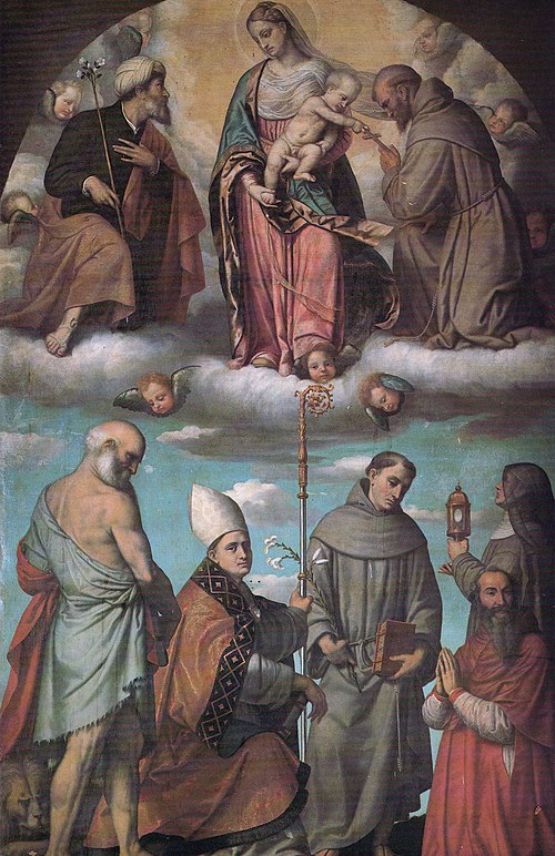 Madonna with Child in Glory with Saints Joseph and Francis, 1540, Alessandro Bonvicino