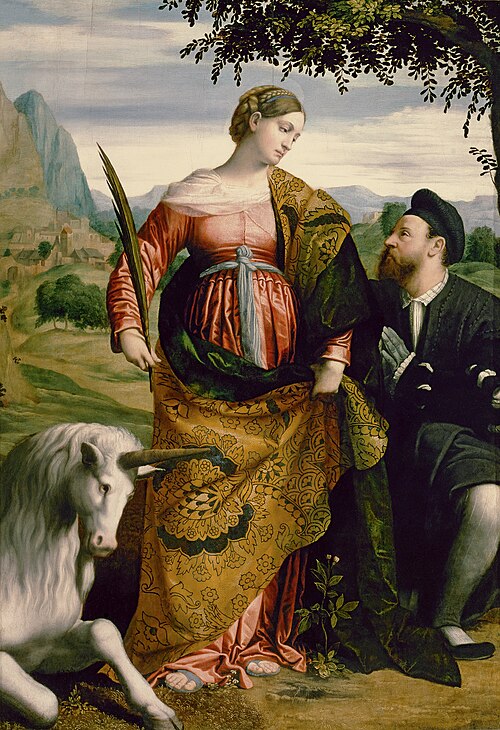 Saint Justina with the Unicorn, Venerated by a Patron, 1530, Alessandro Bonvicino