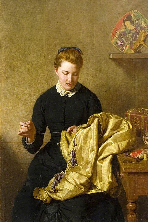 The Little Seamstress, 1890, John Faed