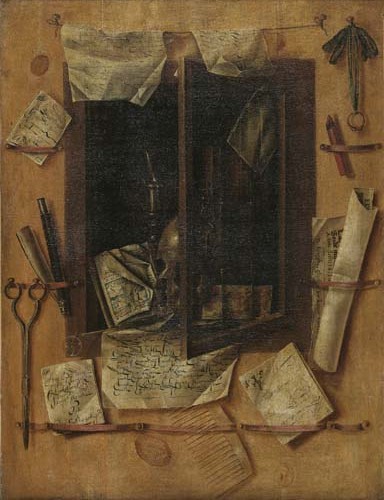 Trompe l'oeil met brieven, 1664, Cornelis Norbertus Gysbrechts