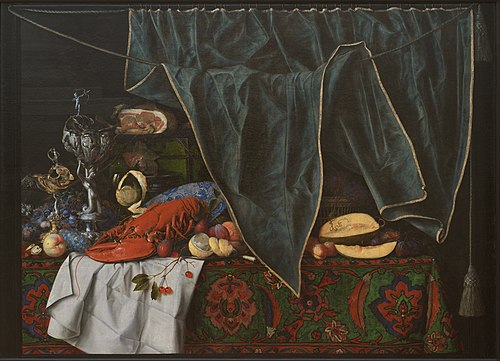 Trompe l'Oeil with Breakfast Piece and Goblets, 1672, Cornelis Norbertus Gysbrechts