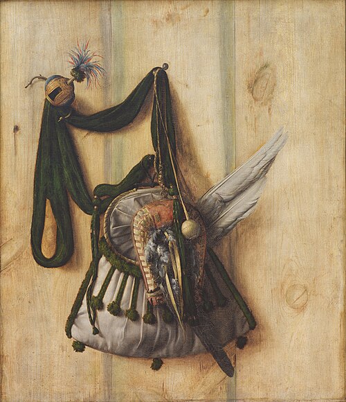 Trompe l'Oeil with Falconer's Bag and other Equipment for Falconry, 1671, Cornelis Norbertus Gijsbrechts