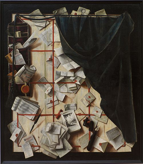 Trompe l'oeil. Board Partition with Letter Rack and Music Book, 1668, Cornelis Norbertus Gijsbrechts