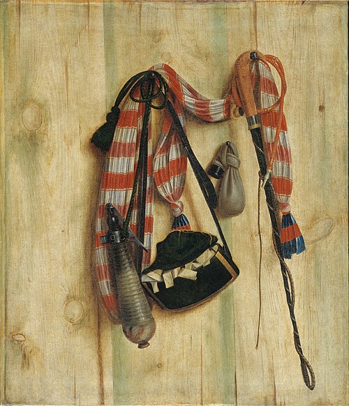 Trompe l'Oeil with Riding Whip and Letter Bag, 1672, Cornelis Norbertus Gijsbrechts