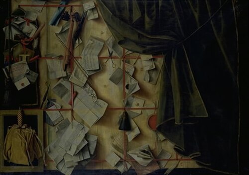 Trompe l'oeil of a Letter Rack with Proclamation by Frederik III, 1672, Cornelis Norbertus Gijsbrechts