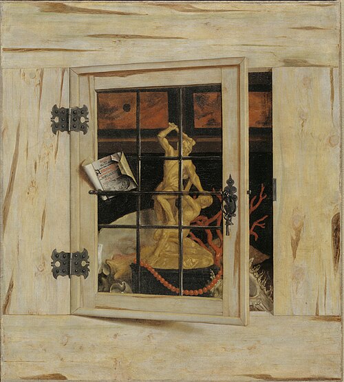 Trompe l'Oeil. An Open Cabinet of Curiosities with a Hercules Group, 1670, Cornelis Norbertus Gijsbrechts