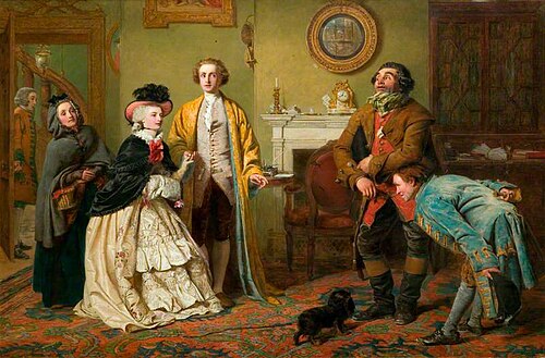 Mr Honeywood Introduces the Bailiffs to Miss Richland as His Friends (from Oliver Goldsmith's 'The G, 1850, William Powell Frith