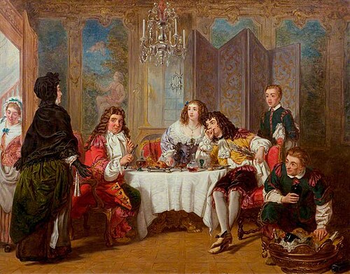 Madame Jourdain Finds Her Husband Entertaining Dorimène and Dorante (from Molière's 'Le Bourgeois Ge, 1860, William Powell Frith