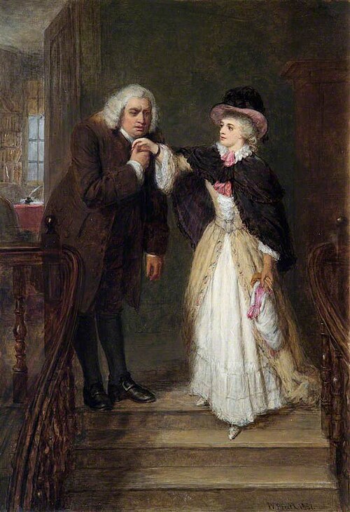 Dr Johnson (1709–1784), and Mrs Siddons (1755–1831), in Bolt Court, 1887, William Powell Frith