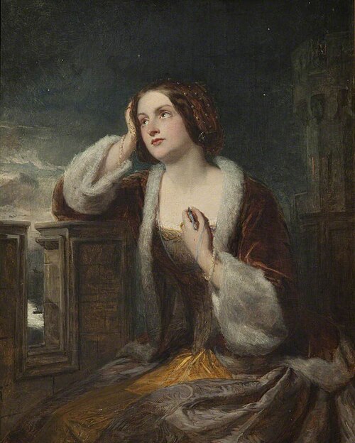 Catherine Seyton Looking from the Battlements at Loch Leven Castle, , William Powell Frith