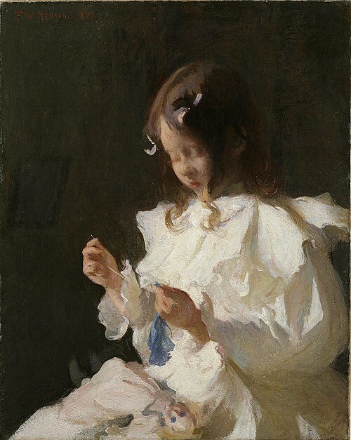 Portrait of a Child Sewing, 1897, Frank Weston Benson