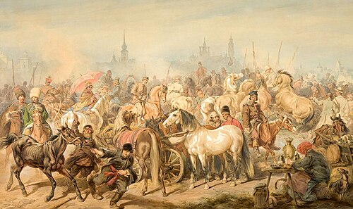Horse Market in Praga (Warsaw), 1866, Juliusz Kossak