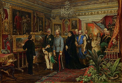 The visit of Emperor Franz Joseph in the house of Jan Matejko on 2 September 1880., 1881, Juliusz Kossak